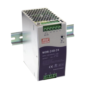 Nguồn điện một chiều dùng để cấp điện cho hệ thống điều khiển, model: WDR-240-24S, input: 115/230VAC, dòng điện: 5A/50-60Hz, output:  24VDC/ 10A/直流电源/WDR-240-24S